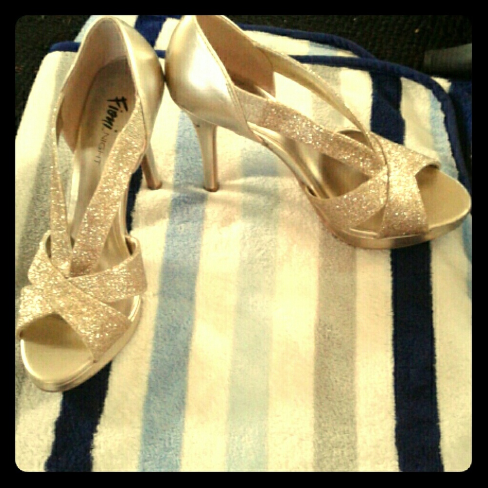 gold formal shoes